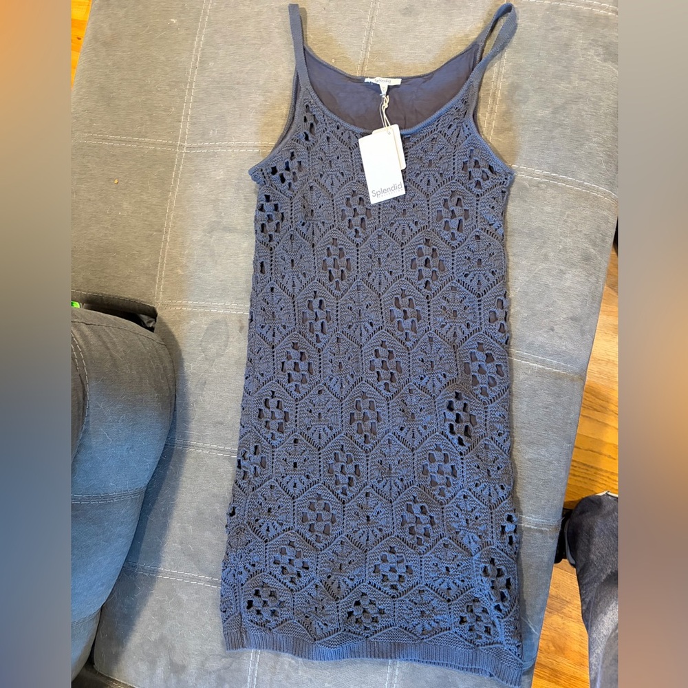Splendid Charcoal Crochet Top